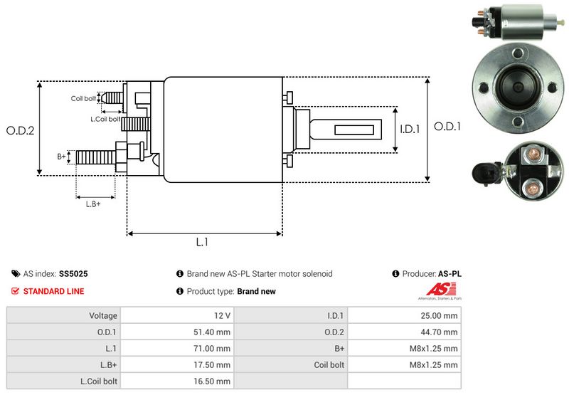 Magnetlülitus, starter, AS-PL SS5025