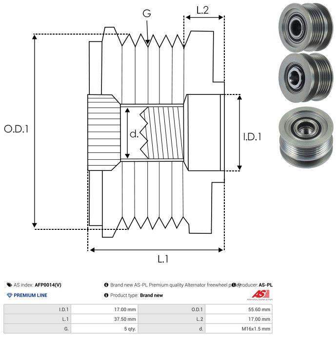 AS-PL AFP0014(V) Alternator Freewheel Clutch