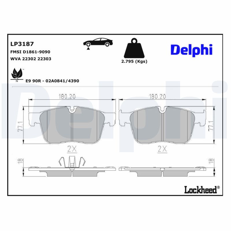 Piduriklotsi komplekt, ketaspidur, DELPHI LP3187