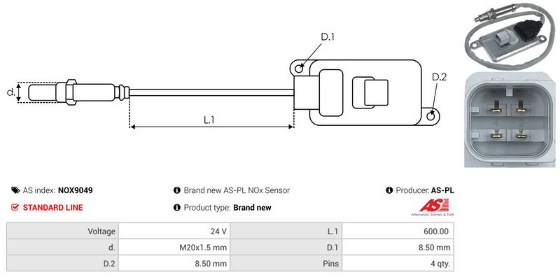 AS-PL NOX9049 NOx Sensor, urea injection