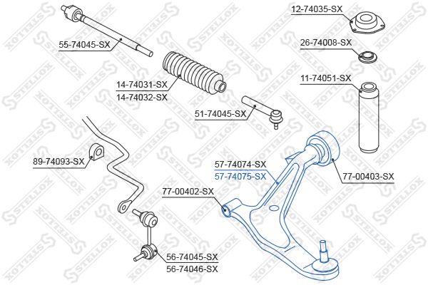 STELLOX 57-74075-SX Control/Trailing Arm, wheel suspension