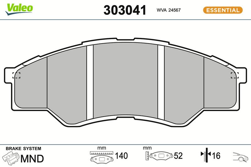комплект спирачно феродо, дискови спирачки VALEO