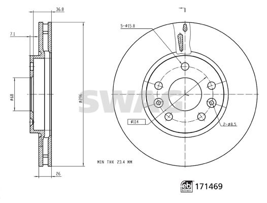 SWAG 33 10 0915 Brake Disc