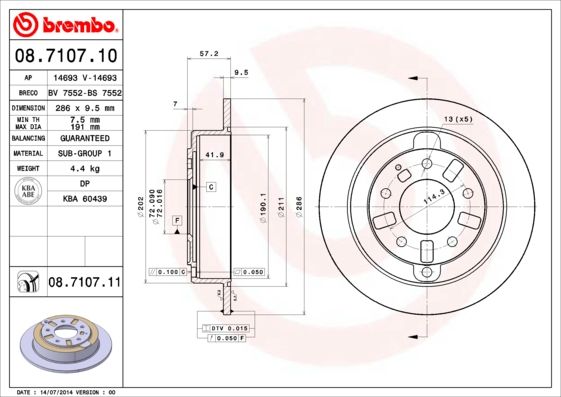 BREMBO Remschijf 08.7107.10