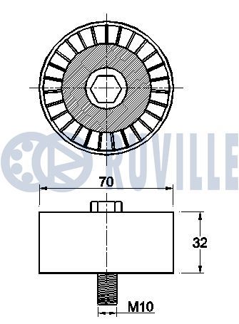 Відвідний/напрямний ролик, поліклиновий ремінь, Ruville 542473