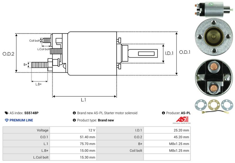 AS-PL SS5148P Solenoid Switch, starter
