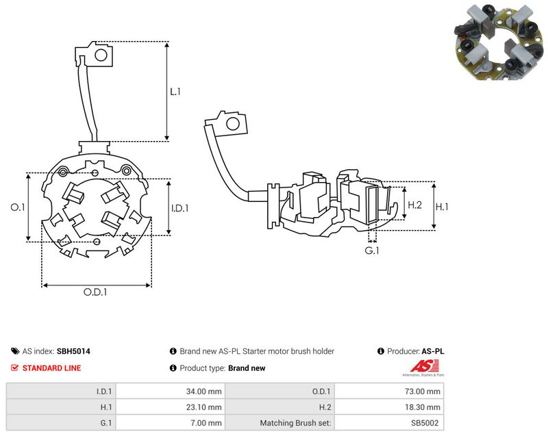 AS-PL SBH5014 Holder, carbon brushes