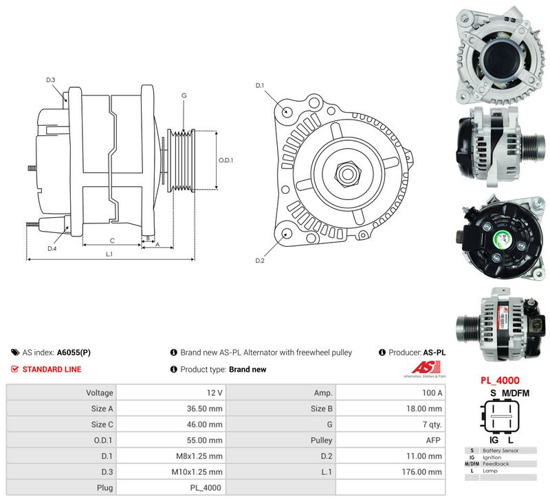 Generaator, AS-PL A6055(P)