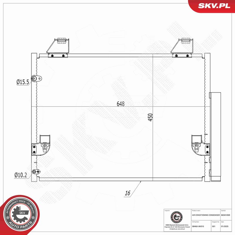 ESEN SKV 86SKV369 Condenser, air conditioning