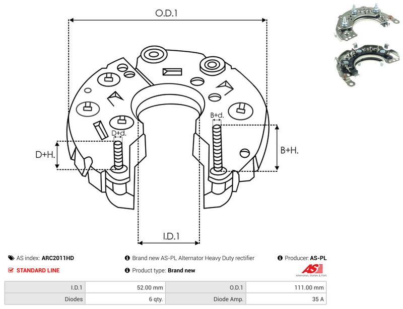 AS-PL ARC2011HD Rectifier, alternator