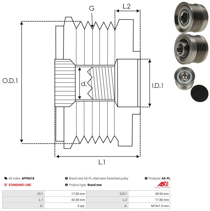 AS-PL AFP6018 Alternator Freewheel Clutch