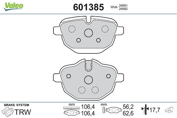 VALEO 601385 - Stabdžių kaladėlių komplektas