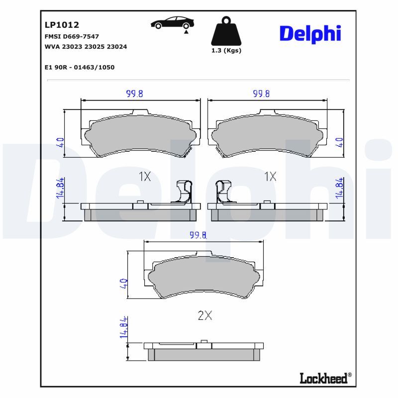 комплект спирачно феродо, дискови спирачки DELPHI