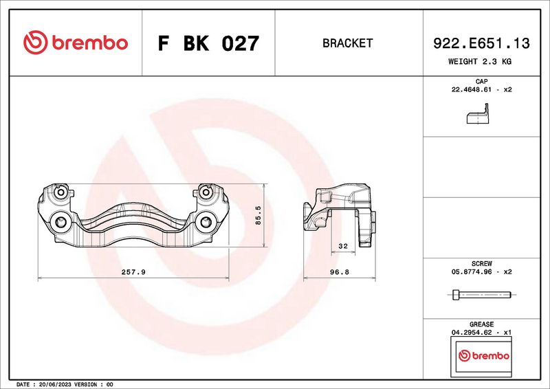 BREMBO F BK 027 Brake Caliper Bracket Set