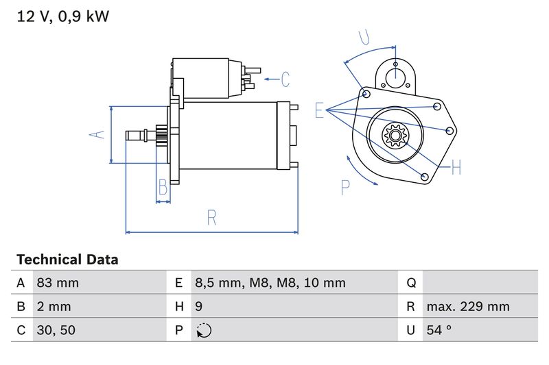 BOSCH önindító 0 986 016 790