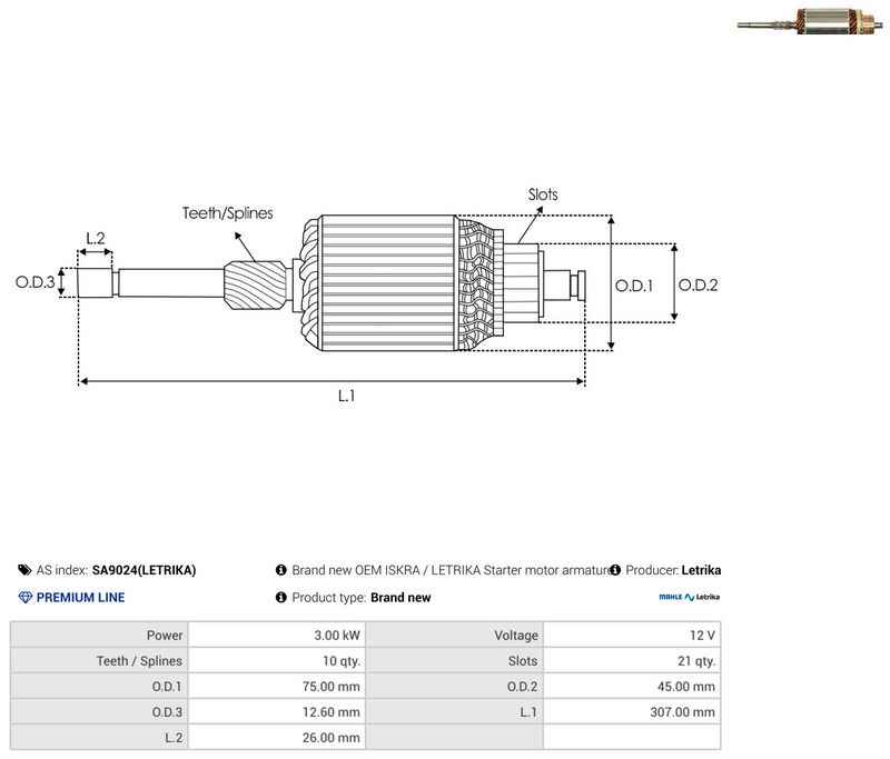 AS-PL SA9024(LETRIKA) Armature, starter