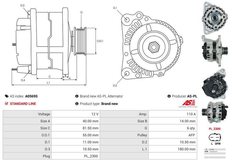 AS-PL A0569S Alternator