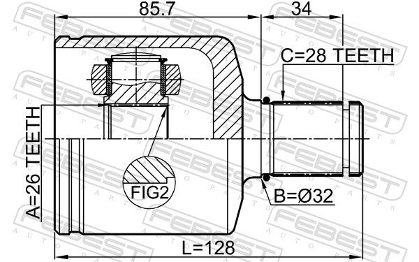 FEBEST 3211-ESCV Joint Kit, drive shaft