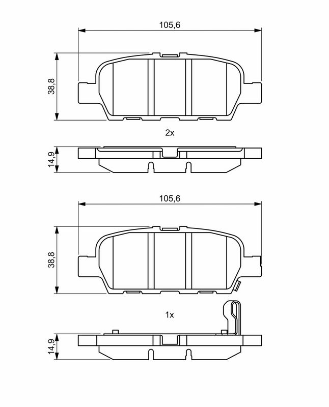 Piduriklotsi komplekt, ketaspidur, BOSCH 0 986 494 857