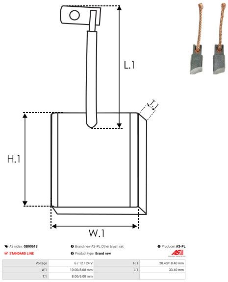AS-PL OB9061S Carbon Brush, alternator