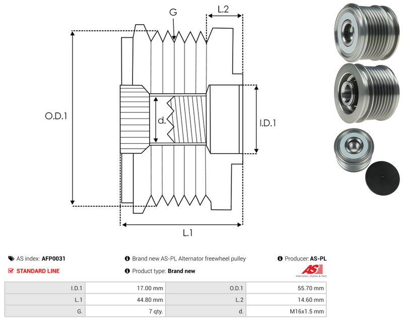 AS-PL AFP0031 Alternator Freewheel Clutch