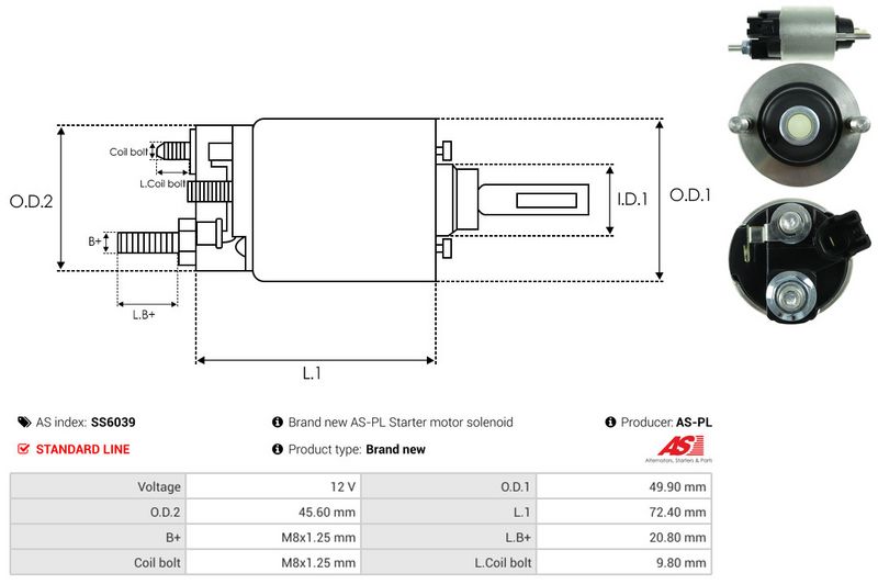 AS-PL SS6039 Solenoid Switch, starter