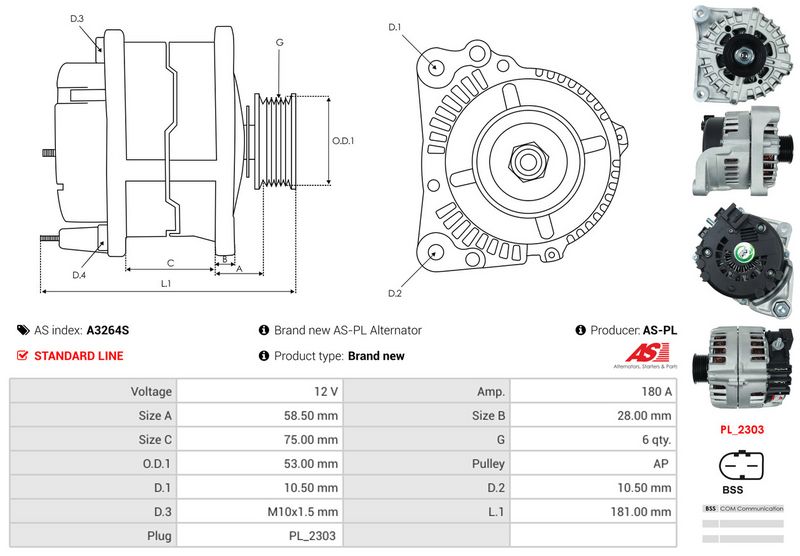 AS-PL A3264S Alternator