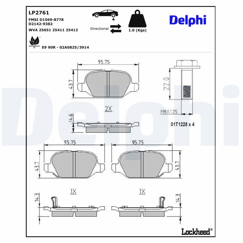 Piduriklotsi komplekt, ketaspidur, DELPHI LP2761