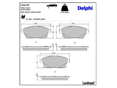 DELPHI LP2170 Brake Pad Set, disc brake