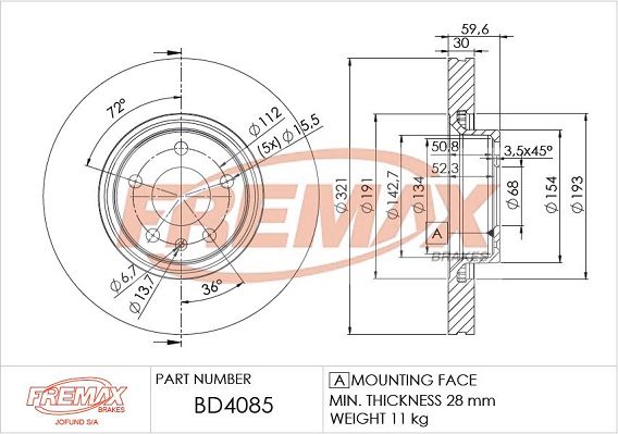 FREMAX BD-4085 Гальмівний диск