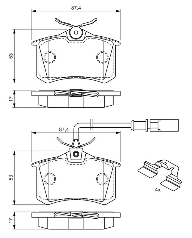 Piduriklotsi komplekt, ketaspidur, BOSCH 0 986 494 599