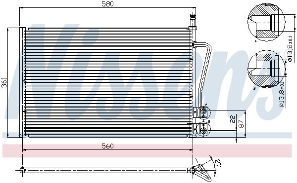 Конденсатор кондиционера FORD FIESTA V(01-)MT (выр-во Nissens)