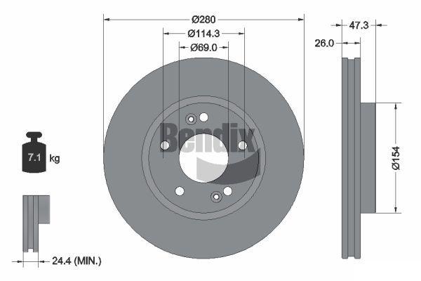 BENDIX Braking féktárcsa BDS1114