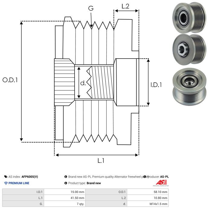 AS-PL AFP6005(V) Alternator Freewheel Clutch
