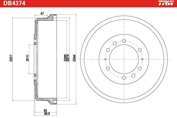 TRW DB4374 Brake Drum