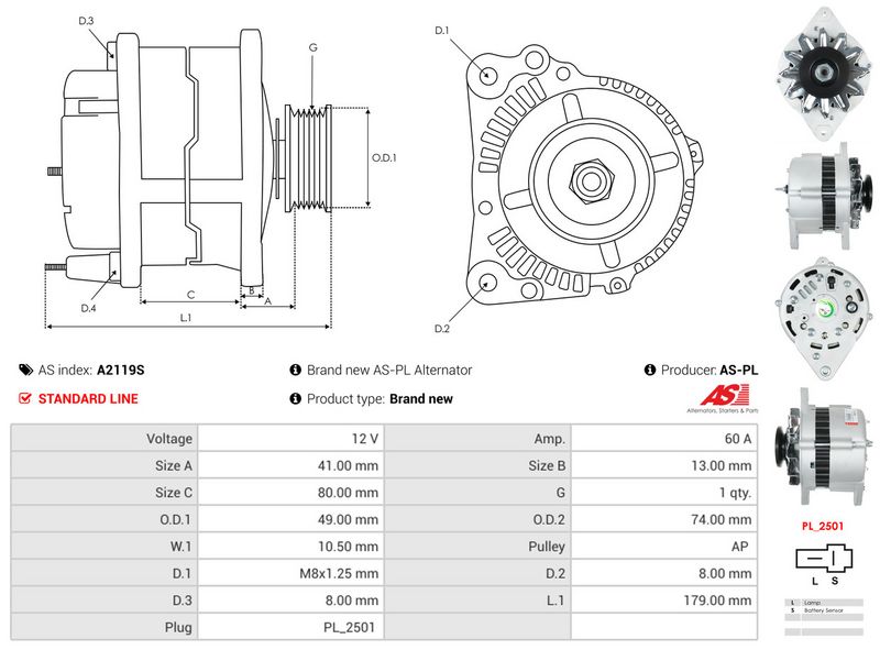 AS-PL A2119S Alternator