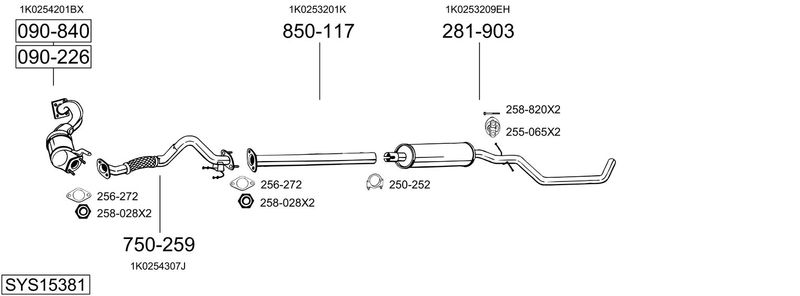 BOSAL kipufogórendszer SYS15381