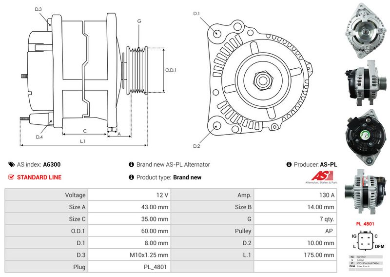 AS-PL A6300 Alternator