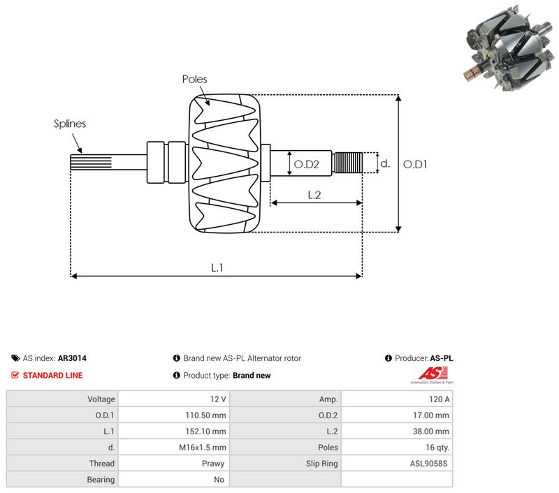 AS-PL AR3014 Rotor, alternator