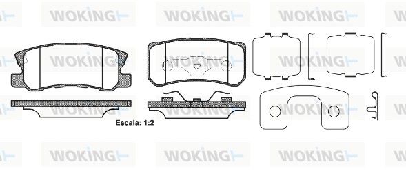 Комплект гальмівних накладок, дискове гальмо, Woking P9033.22