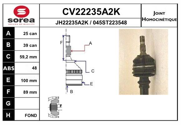 EAI csuklókészlet, hajtótengely CV22235A2K