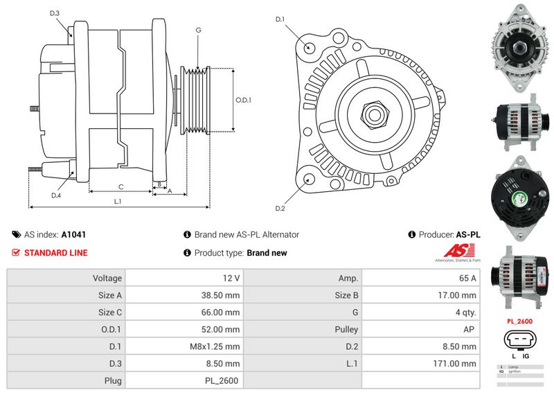 AS-PL A1041 Alternator