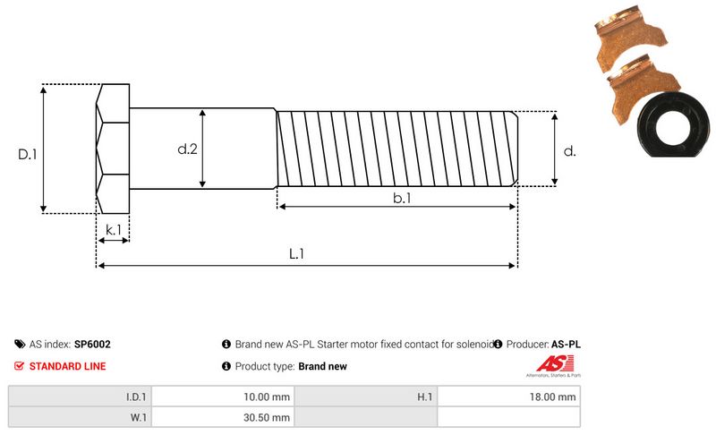 Remondikomplekt, Starter, AS-PL SP6002