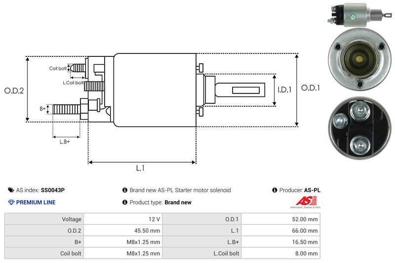 AS-PL SS0043P Solenoid Switch, starter