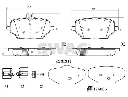 SWAG 33 10 7363 Brake Pad Set, disc brake