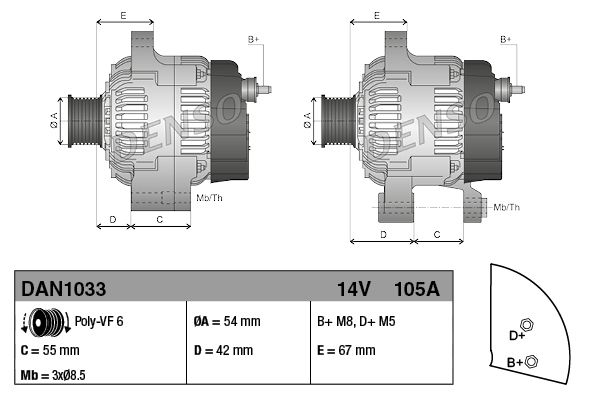 DENSO DAN1033 Alternator