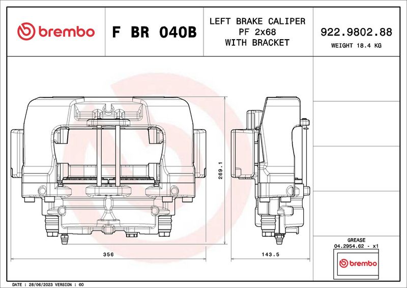 BREMBO FBR040B Brake Caliper