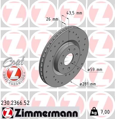 Гальмівний диск, Zimmermann 230.2366.52