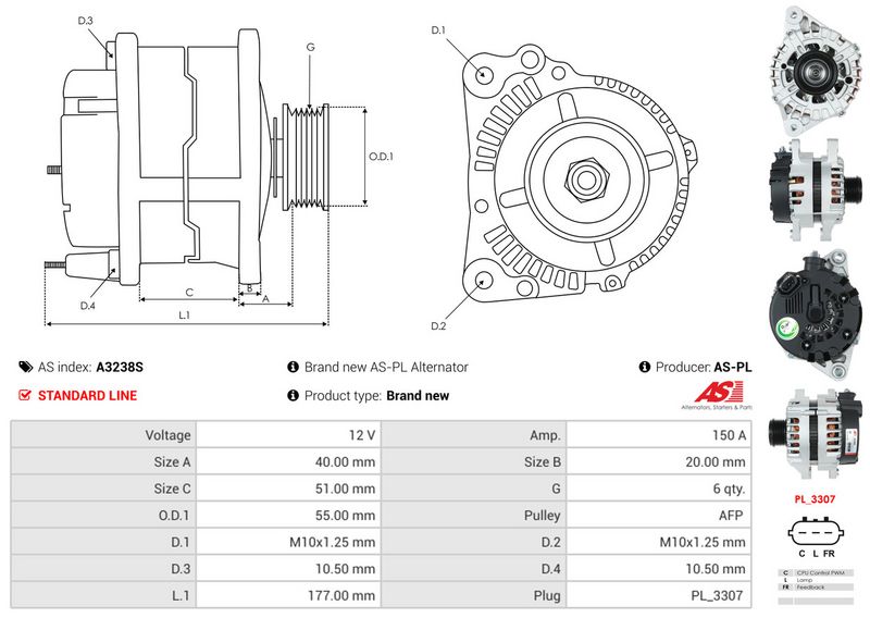 AS-PL A3238S Alternator