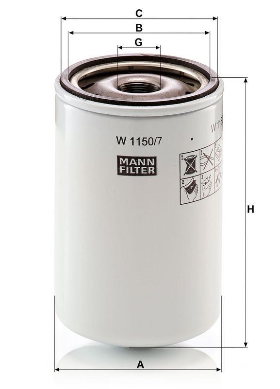 Õlifilter, MANN-FILTER W 1150, 7